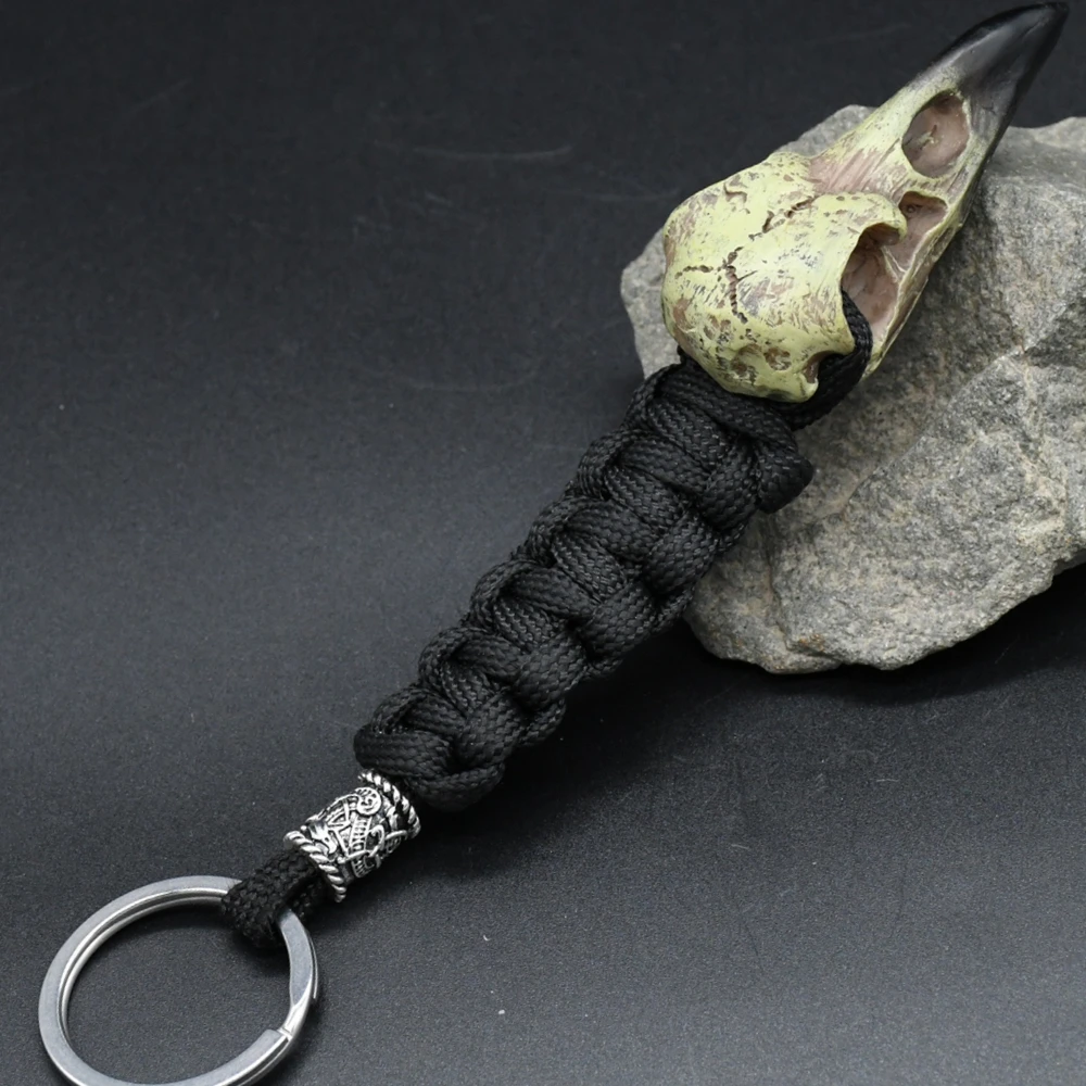 Odin Raven Skull Viking Keychain Paracord Norse Crow Skeleton Keyring Runes dragon Bead Accessories Jewelry Odin Raven Skull Viking Keychain Paracord Norse Crow Skeleton Keyring Runes dragon Bead Accessories Jewelry