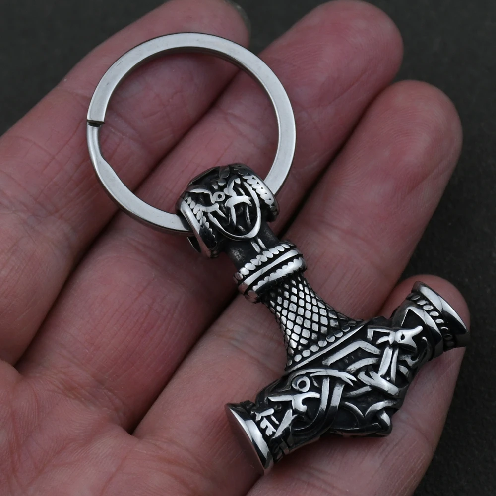 Norse Thor’s Hammer Anchor Keychain Men Stainless Steel Vikings Keyring Amulet Mjolnir Never Fade Charm Male Jewelry Norse Thor's Hammer Anchor Keychain Men Stainless Steel Vikings Keyring Amulet Mjolnir Never Fade Charm Male Jewelry