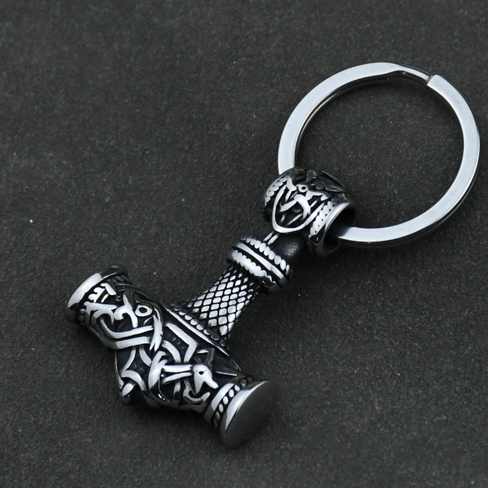 Norse Thor’s Hammer Anchor Keychain Men Stainless Steel Vikings Keyring Amulet Mjolnir Never Fade Charm Male Jewelry Norse Thor's Hammer Anchor Keychain Men Stainless Steel Vikings Keyring Amulet Mjolnir Never Fade Charm Male Jewelry