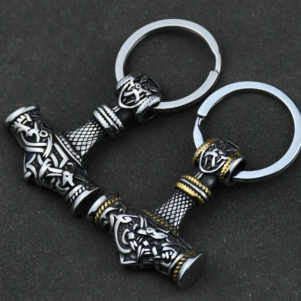 Norse Thor’s Hammer Anchor Keychain Men Stainless Steel Vikings Keyring Amulet Mjolnir Never Fade Charm Male Jewelry Norse Thor's Hammer Anchor Keychain Men Stainless Steel Vikings Keyring Amulet Mjolnir Never Fade Charm Male Jewelry