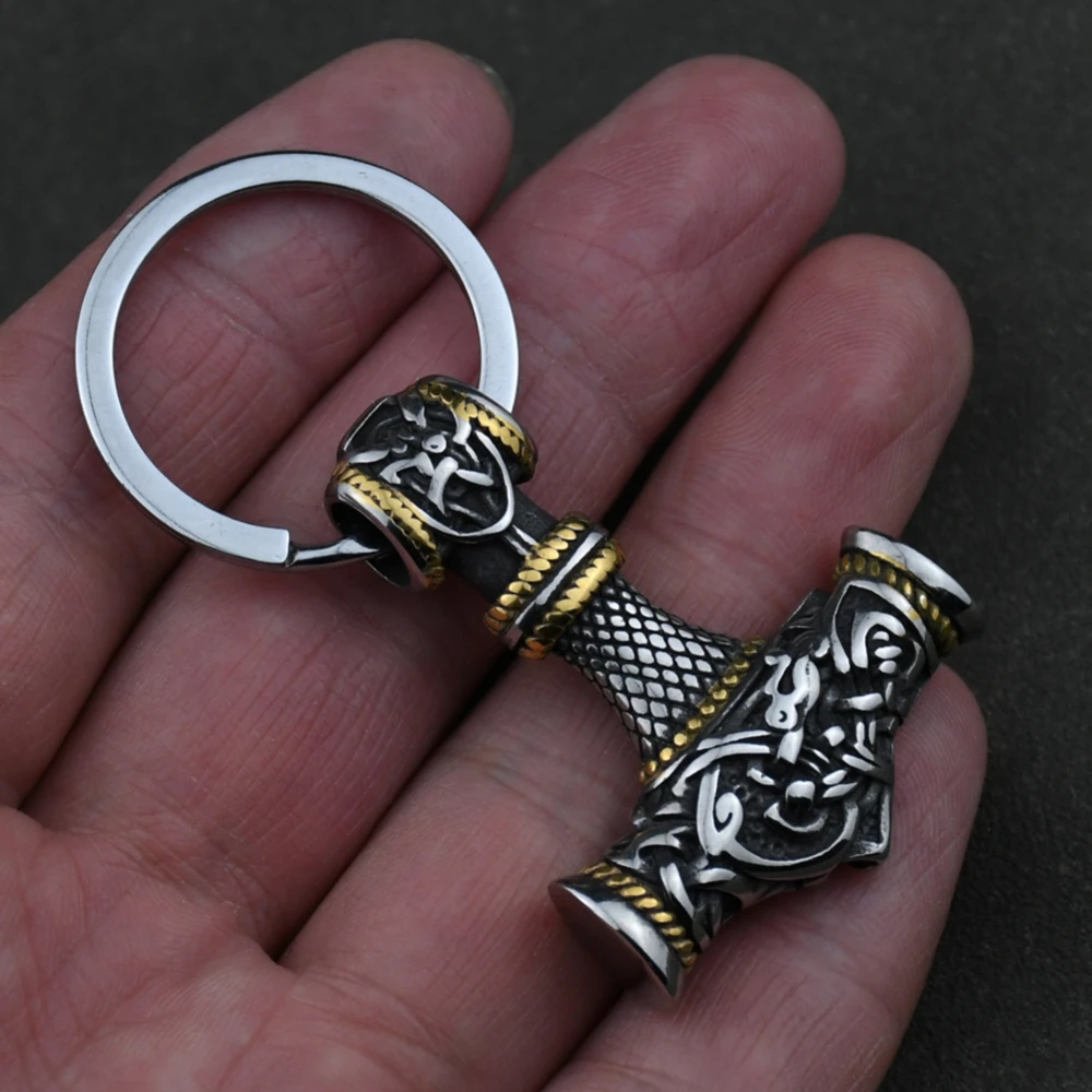 Norse Thor’s Hammer Anchor Keychain Men Stainless Steel Vikings Keyring Amulet Mjolnir Never Fade Charm Male Jewelry Norse Thor's Hammer Anchor Keychain Men Stainless Steel Vikings Keyring Amulet Mjolnir Never Fade Charm Male Jewelry