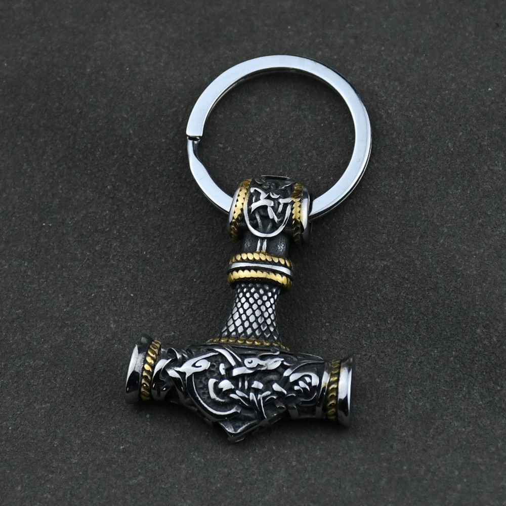 Norse Thor’s Hammer Anchor Keychain Men Stainless Steel Vikings Keyring Amulet Mjolnir Never Fade Charm Male Jewelry Norse Thor's Hammer Anchor Keychain Men Stainless Steel Vikings Keyring Amulet Mjolnir Never Fade Charm Male Jewelry