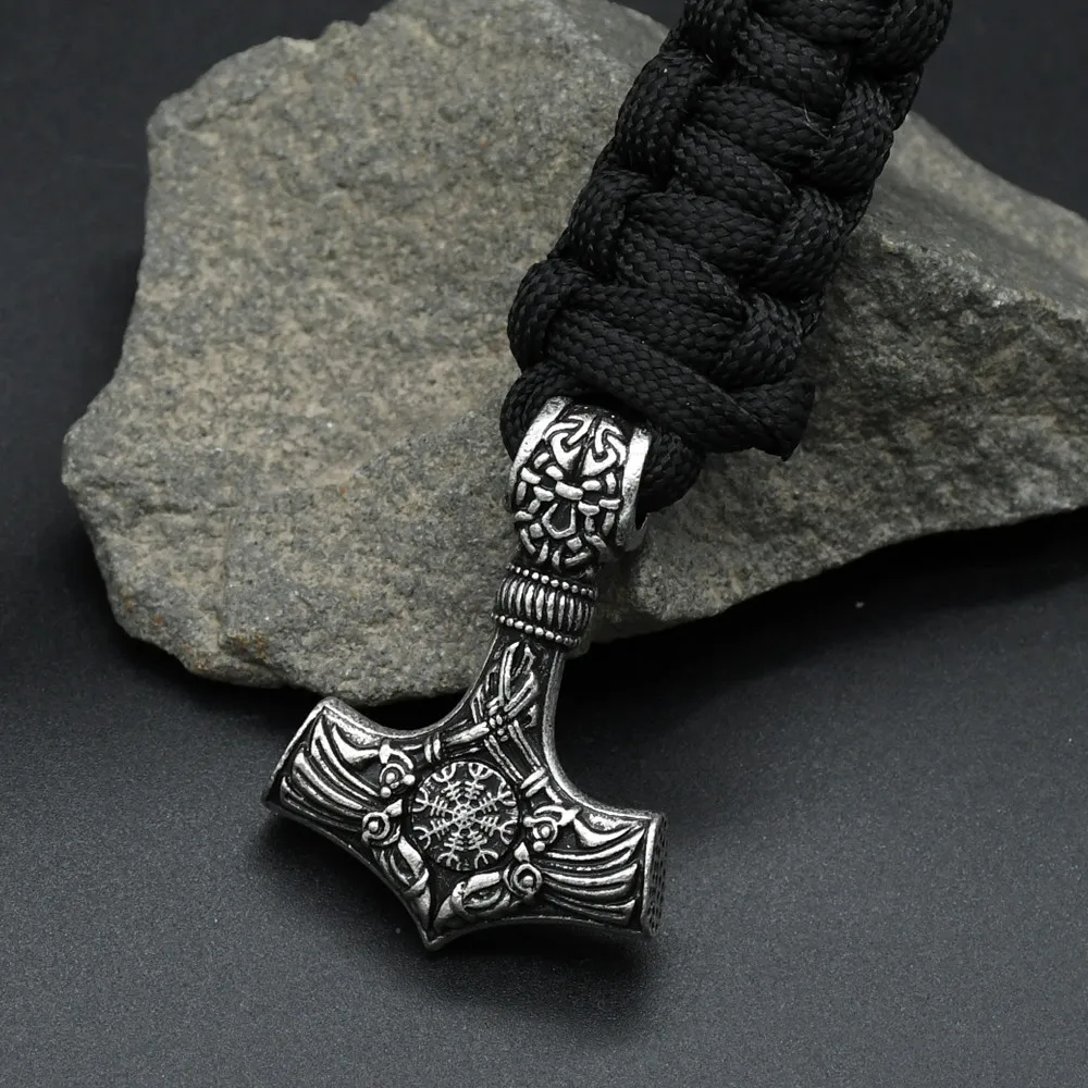 1Pcs Thor Hammer Mjolnir Valknut Trinity Compass Amulet Jewelry Viking Runes Beads Handmade Paracord Keychain For Men Women 1Pcs Thor Hammer Mjolnir Valknut Trinity Compass Amulet Jewelry Viking Runes Beads Handmade Paracord Keychain For Men Women
