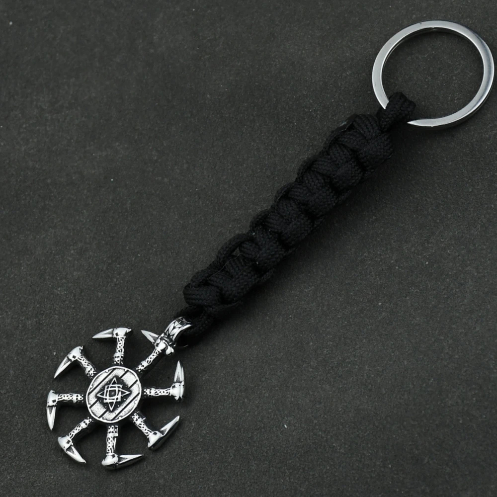 Nordic Slavic Kolovrat Runes Keychain Stainless Steel Viking Amulet Pendant Men Scandinavian Keyring Jewelry Gifts Nordic Slavic Kolovrat Runes Keychain Stainless Steel Viking Amulet Pendant Men Scandinavian Keyring Jewelry Gifts