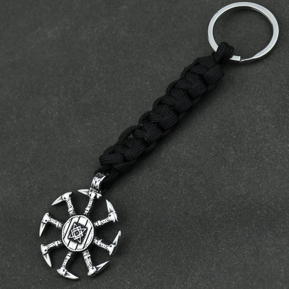 Nordic Slavic Kolovrat Runes Keychain Stainless Steel Viking Amulet Pendant Men Scandinavian Keyring Jewelry Gifts Nordic Slavic Kolovrat Runes Keychain Stainless Steel Viking Amulet Pendant Men Scandinavian Keyring Jewelry Gifts