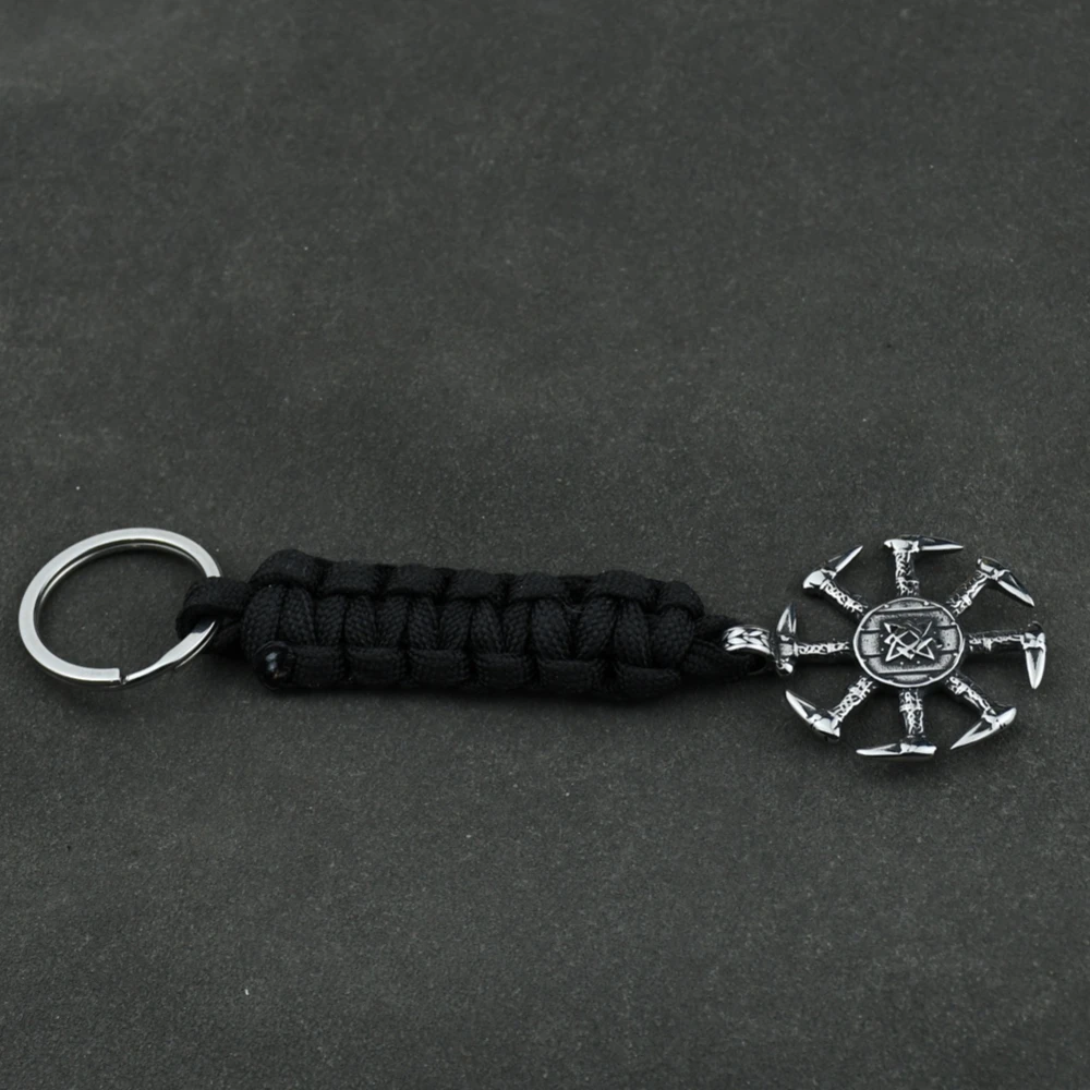 Nordic Slavic Kolovrat Runes Keychain Stainless Steel Viking Amulet Pendant Men Scandinavian Keyring Jewelry Gifts Nordic Slavic Kolovrat Runes Keychain Stainless Steel Viking Amulet Pendant Men Scandinavian Keyring Jewelry Gifts
