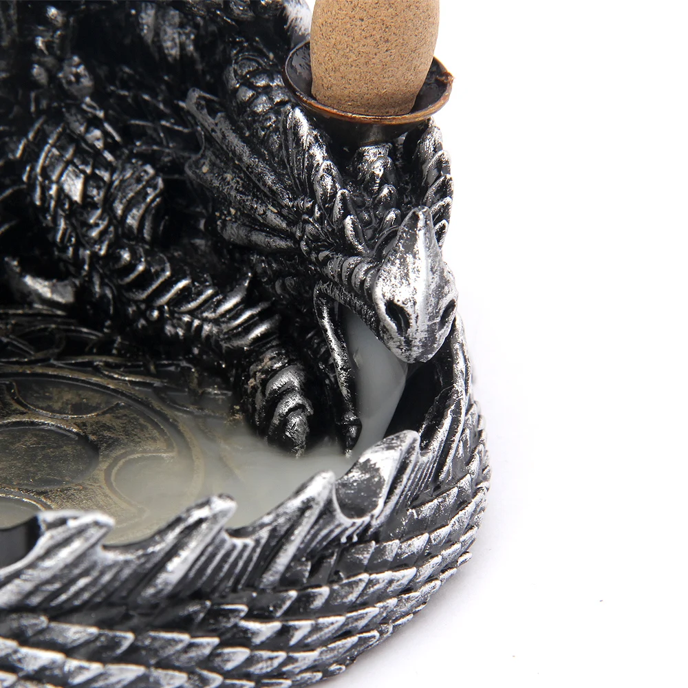 With 10Cones Free Gift Waterfall Incense Burner Ceramic Incense Holder Viking Dragon Ornaments with a stainless steel ring gift With 10Cones Free Gift Waterfall Incense Burner Ceramic Incense Holder Viking Dragon Ornaments with a stainless steel ring gift