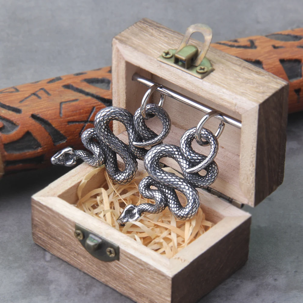 Vintage Viking 316L Stainless Steel Animal Earrings Fashion Street Tail Snake Amulet Drop Earrings Punk Hip Hop Men's Jewelry Vintage Viking 316L Stainless Steel Animal Earrings Fashion Street Tail Snake Amulet Drop Earrings Punk Hip Hop Men's Jewelry