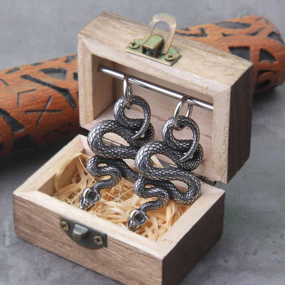 Vintage Viking 316L Stainless Steel Animal Earrings Fashion Street Tail Snake Amulet Drop Earrings Punk Hip Hop Men's Jewelry Vintage Viking 316L Stainless Steel Animal Earrings Fashion Street Tail Snake Amulet Drop Earrings Punk Hip Hop Men's Jewelry