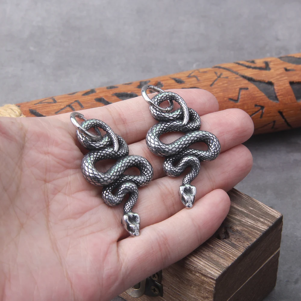 Vintage Viking 316L Stainless Steel Animal Earrings Fashion Street Tail Snake Amulet Drop Earrings Punk Hip Hop Men’s Jewelry Vintage Viking 316L Stainless Steel Animal Earrings Fashion Street Tail Snake Amulet Drop Earrings Punk Hip Hop Men's Jewelry