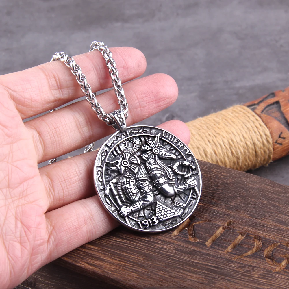 Ancient Egyptian God Eye of Horus Ankh Pendant Necklace Chain Men's and Women's Protection Amulet Jewelry with wood box as gift Ancient Egyptian God Eye of Horus Ankh Pendant Necklace Chain Men's and Women's Protection Amulet Jewelry with wood box as gift