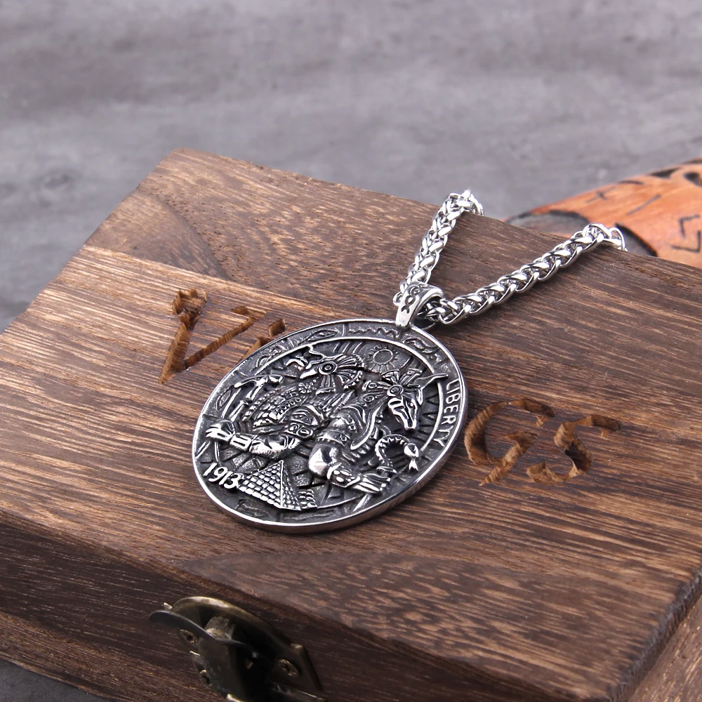 Ancient Egyptian God Eye of Horus Ankh Pendant Necklace Chain Men's and Women's Protection Amulet Jewelry with wood box as gift Ancient Egyptian God Eye of Horus Ankh Pendant Necklace Chain Men's and Women's Protection Amulet Jewelry with wood box as gift