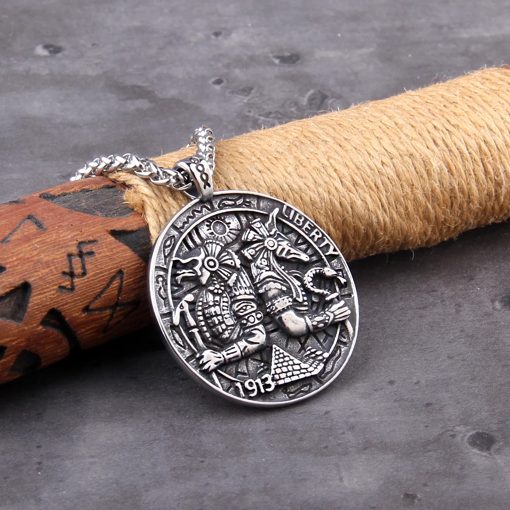 Ancient Egyptian God Eye of Horus Ankh Pendant Necklace Chain Men’s and Women’s Protection Amulet Jewelry with wood box as gift Ancient Egyptian God Eye of Horus Ankh Pendant Necklace Chain Men's and Women's Protection Amulet Jewelry with wood box as gift