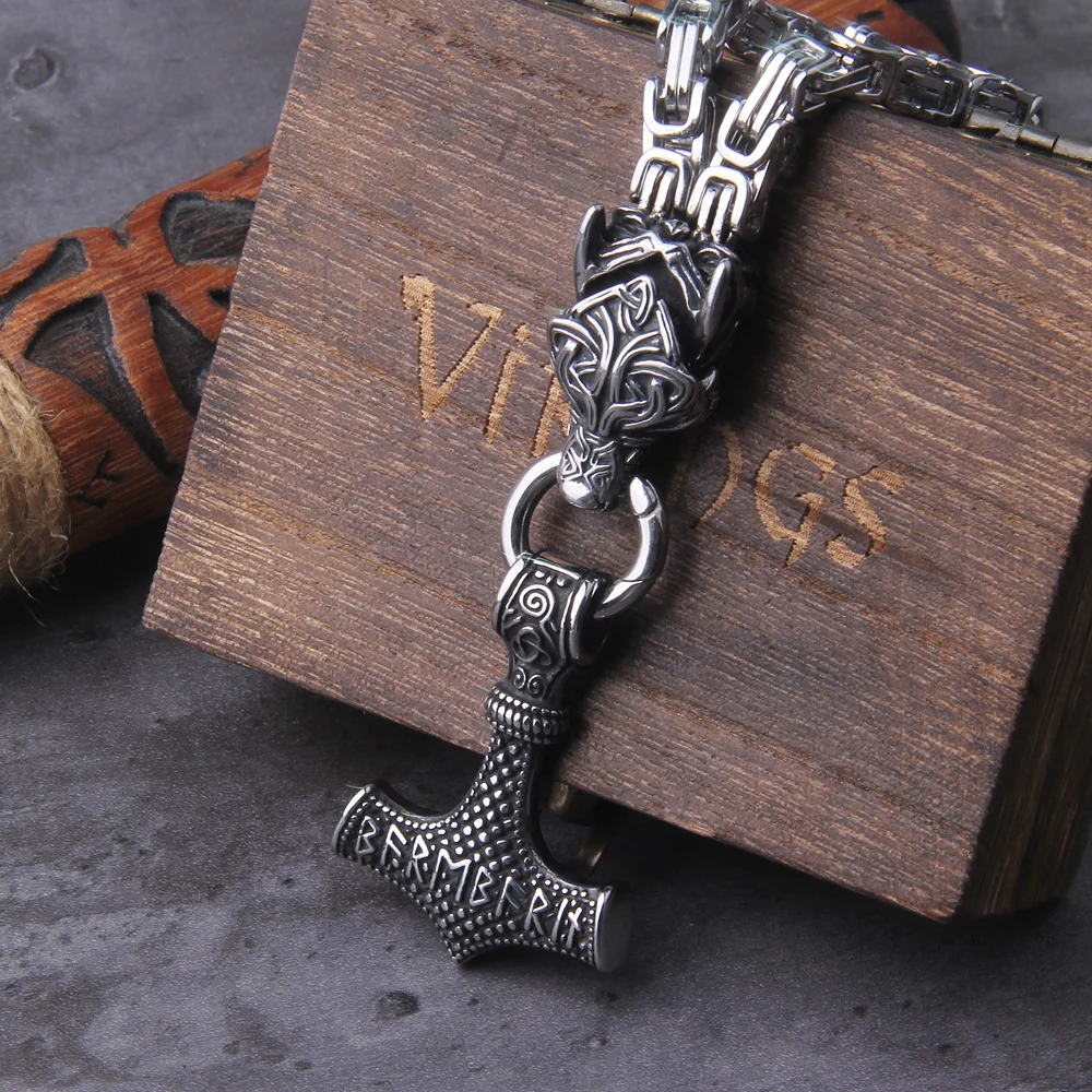 Celtic Wolf Necklaces Viking Vegvisir Amulet Hammer Pendant Norse Runes Anchor Stainless Steel King Chain Jewelry Celtic Wolf Necklaces Viking Vegvisir Amulet Hammer Pendant Norse Runes Anchor Stainless Steel King Chain Jewelry