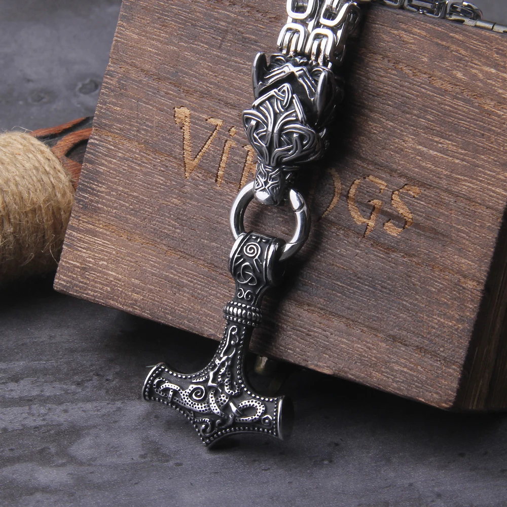 Celtic Wolf Necklaces Viking Vegvisir Amulet Hammer Pendant Norse Runes Anchor Stainless Steel King Chain Jewelry Celtic Wolf Necklaces Viking Vegvisir Amulet Hammer Pendant Norse Runes Anchor Stainless Steel King Chain Jewelry