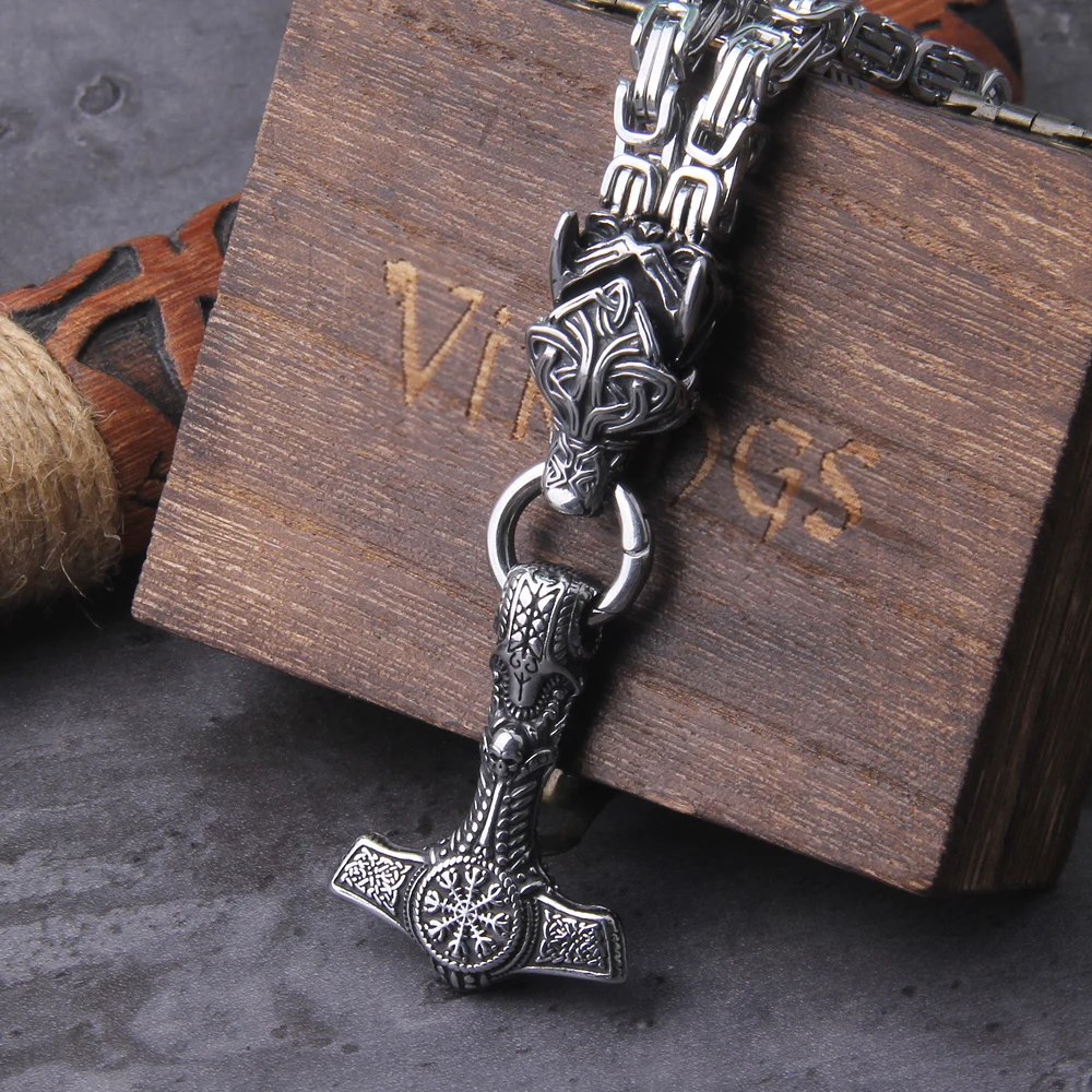 Celtic Wolf Necklaces Viking Vegvisir Amulet Hammer Pendant Norse Runes Anchor Stainless Steel King Chain Jewelry Celtic Wolf Necklaces Viking Vegvisir Amulet Hammer Pendant Norse Runes Anchor Stainless Steel King Chain Jewelry