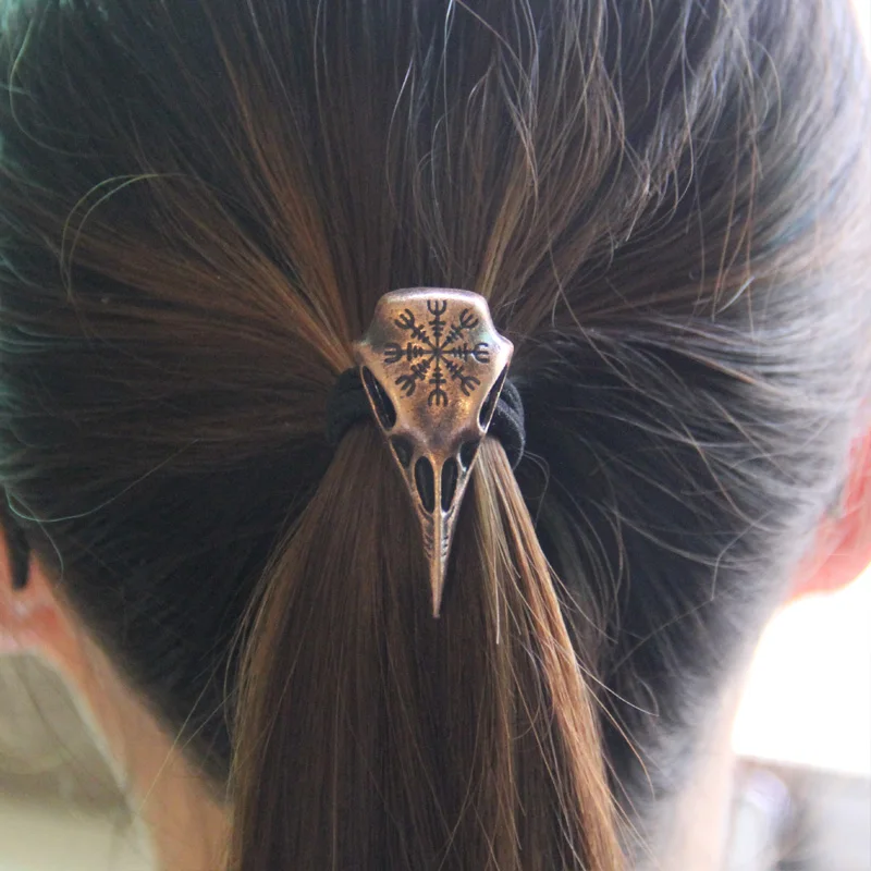Norse Vikings Accessories Crystal Raven Head Black Elastic Hair Rubber Bands Viking Hair Rope Women Fashion Head Jewelry Norse Vikings Accessories Crystal Raven Head Black Elastic Hair Rubber Bands Viking Hair Rope Women Fashion Head Jewelry