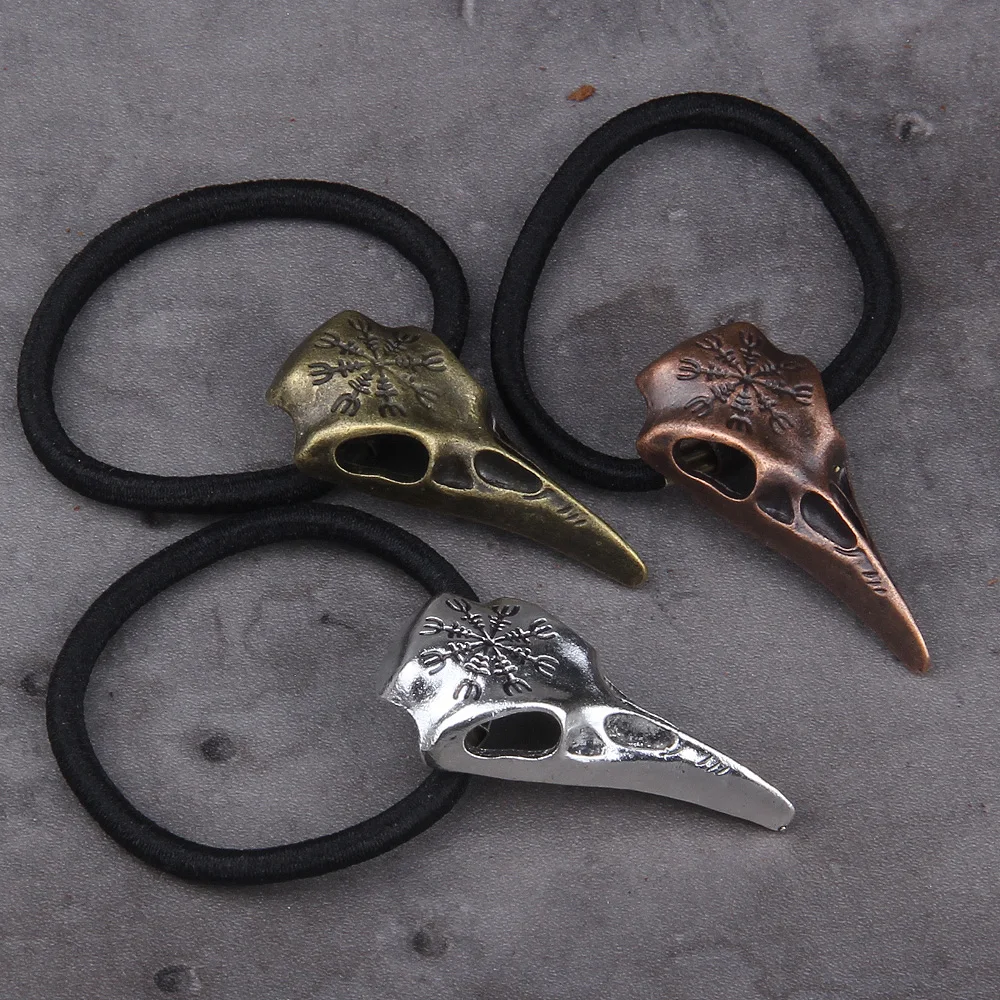 Norse Vikings Accessories Crystal Raven Head Black Elastic Hair Rubber Bands Viking Hair Rope Women Fashion Head Jewelry Norse Vikings Accessories Crystal Raven Head Black Elastic Hair Rubber Bands Viking Hair Rope Women Fashion Head Jewelry