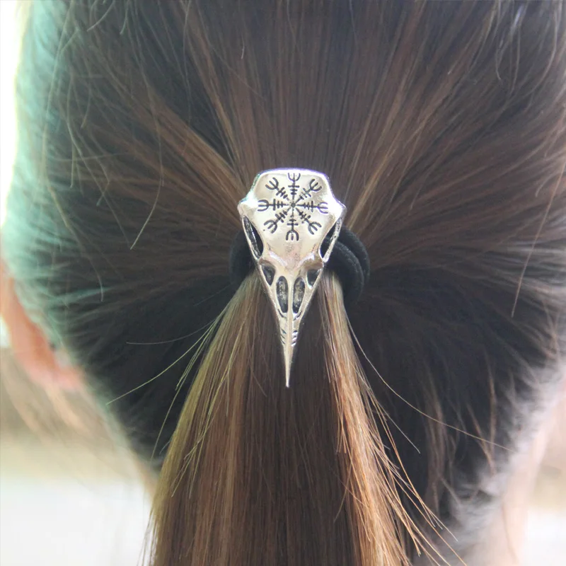 Norse Vikings Accessories Crystal Raven Head Black Elastic Hair Rubber Bands Viking Hair Rope Women Fashion Head Jewelry Norse Vikings Accessories Crystal Raven Head Black Elastic Hair Rubber Bands Viking Hair Rope Women Fashion Head Jewelry