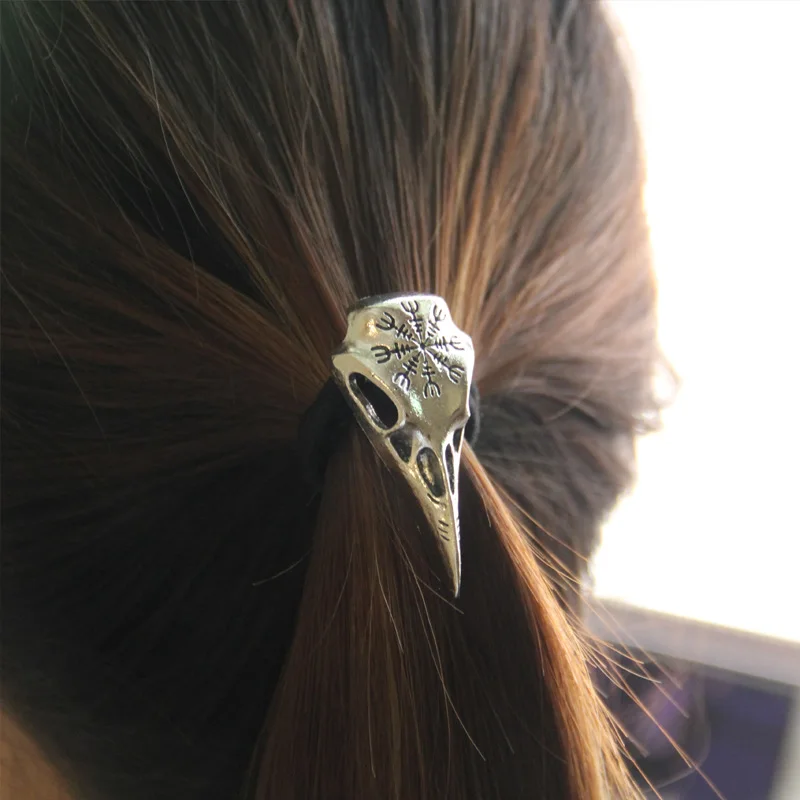 Norse Vikings Accessories Crystal Raven Head Black Elastic Hair Rubber Bands Viking Hair Rope Women Fashion Head Jewelry Norse Vikings Accessories Crystal Raven Head Black Elastic Hair Rubber Bands Viking Hair Rope Women Fashion Head Jewelry