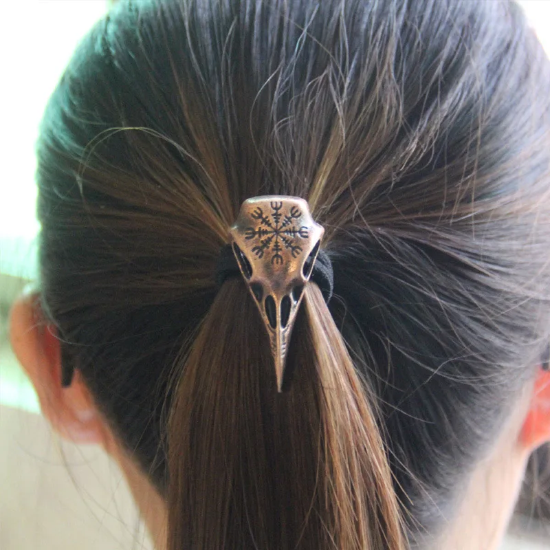 Norse Vikings Accessories Crystal Raven Head Black Elastic Hair Rubber Bands Viking Hair Rope Women Fashion Head Jewelry Norse Vikings Accessories Crystal Raven Head Black Elastic Hair Rubber Bands Viking Hair Rope Women Fashion Head Jewelry