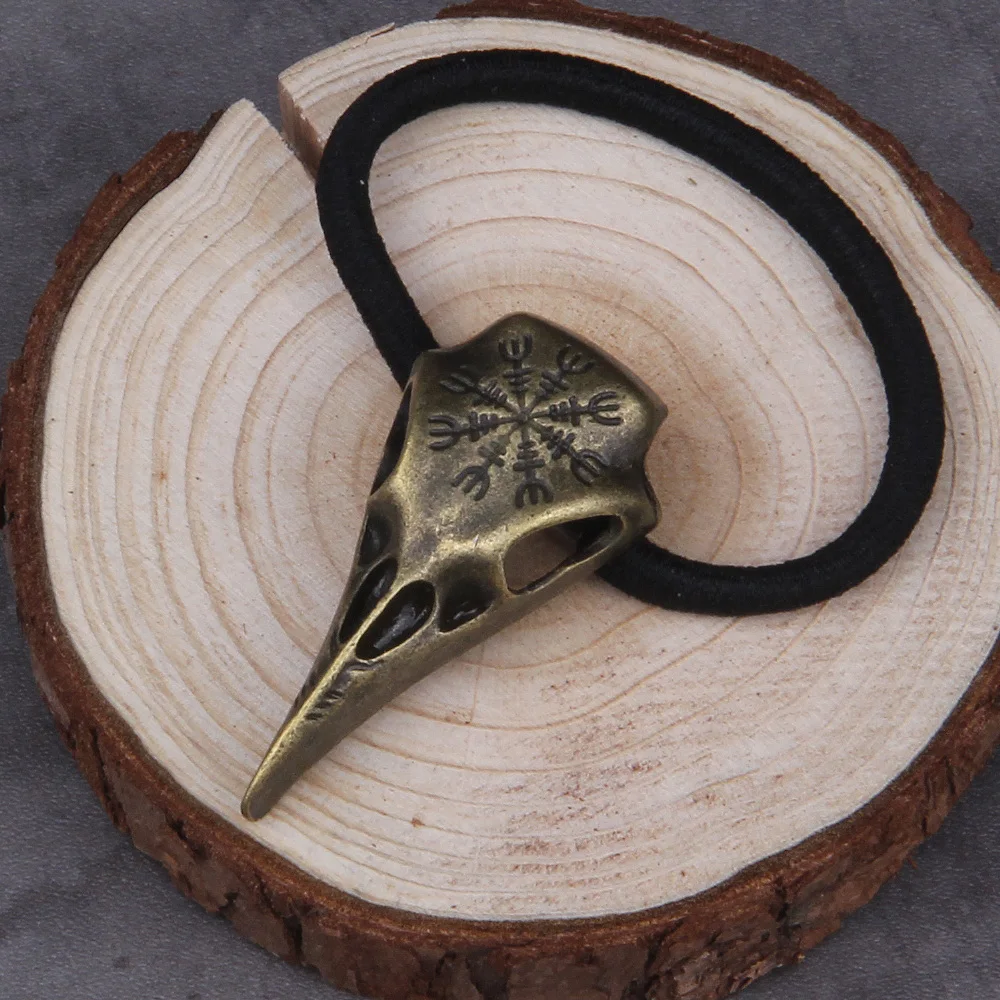 Norse Vikings Accessories Crystal Raven Head Black Elastic Hair Rubber Bands Viking Hair Rope Women Fashion Head Jewelry Norse Vikings Accessories Crystal Raven Head Black Elastic Hair Rubber Bands Viking Hair Rope Women Fashion Head Jewelry