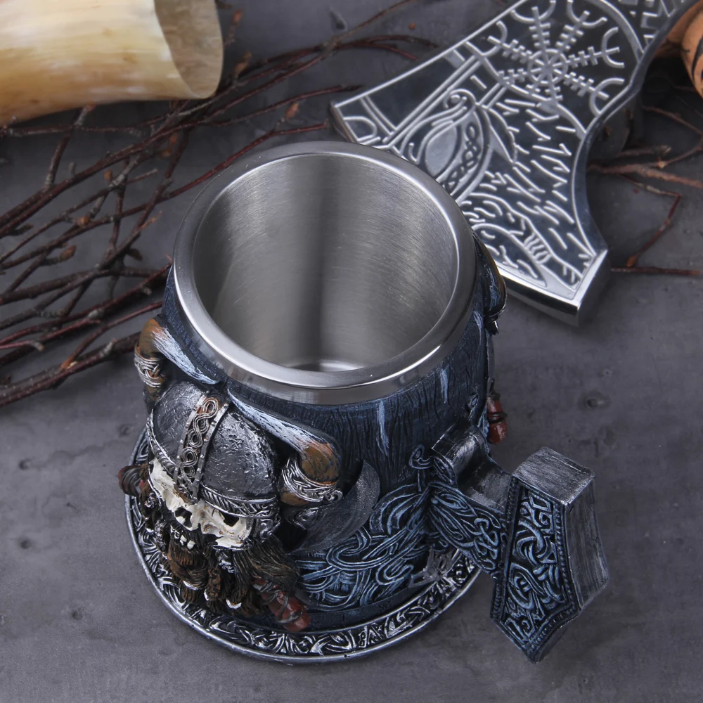 Danegeld Tankard Mug With Stainless Steel Insert Resin Skull Viking Coffee Beer Mugs Cup BEST Birthday Gift 600ml Danegeld Tankard Mug With Stainless Steel Insert Resin Skull Viking Coffee Beer Mugs Cup BEST Birthday Gift 600ml