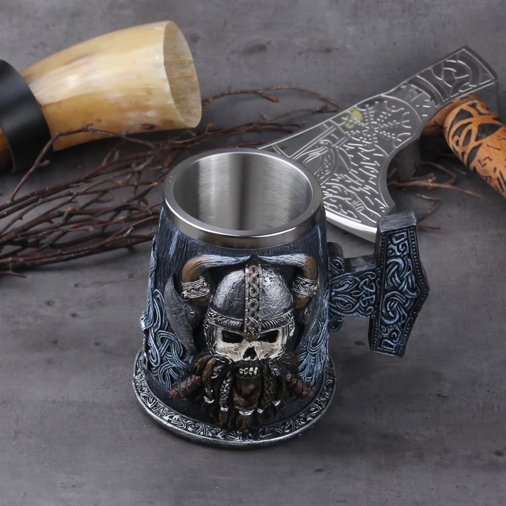 Danegeld Tankard Mug With Stainless Steel Insert Resin Skull Viking Coffee Beer Mugs Cup BEST Birthday Gift 600ml Danegeld Tankard Mug With Stainless Steel Insert Resin Skull Viking Coffee Beer Mugs Cup BEST Birthday Gift 600ml