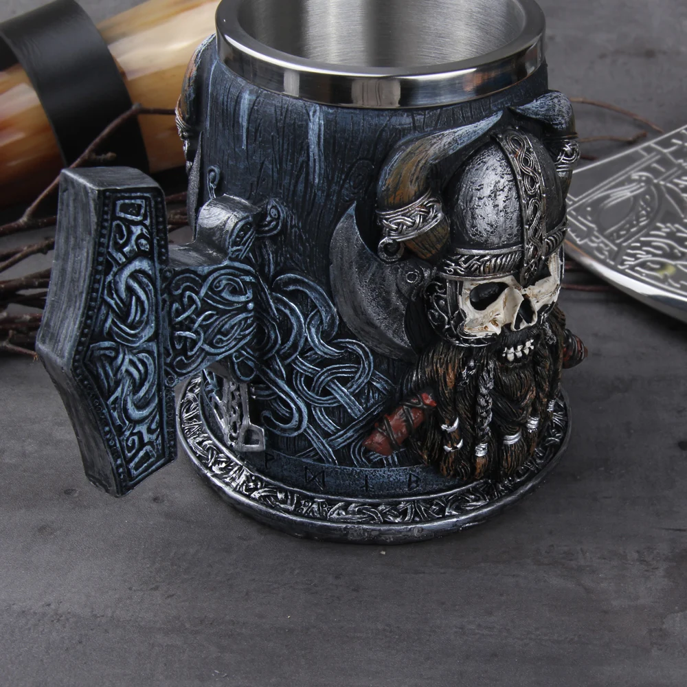 Danegeld Tankard Mug With Stainless Steel Insert Resin Skull Viking Coffee Beer Mugs Cup BEST Birthday Gift 600ml Danegeld Tankard Mug With Stainless Steel Insert Resin Skull Viking Coffee Beer Mugs Cup BEST Birthday Gift 600ml