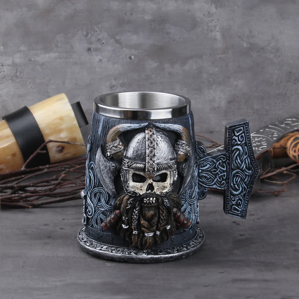 Danegeld Tankard Mug With Stainless Steel Insert Resin Skull Viking Coffee Beer Mugs Cup BEST Birthday Gift 600ml Danegeld Tankard Mug With Stainless Steel Insert Resin Skull Viking Coffee Beer Mugs Cup BEST Birthday Gift 600ml