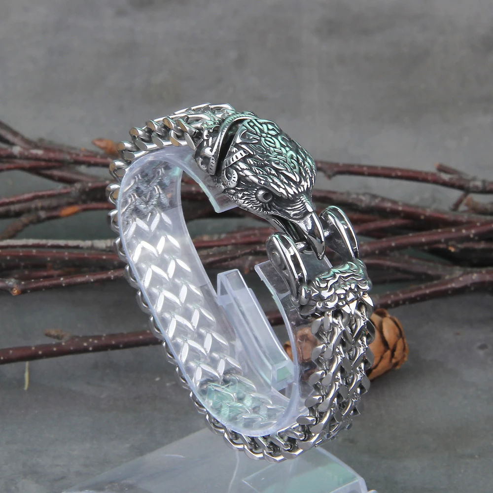 Never Fade Rock Viking Wolf Bracelet Men's Stainless Steel Mesh Chain Can Open Wolf Mouth Punk Bracelets Biker Jewelry Never Fade Rock Viking Wolf Bracelet Men's Stainless Steel Mesh Chain Can Open Wolf Mouth Punk Bracelets Biker Jewelry