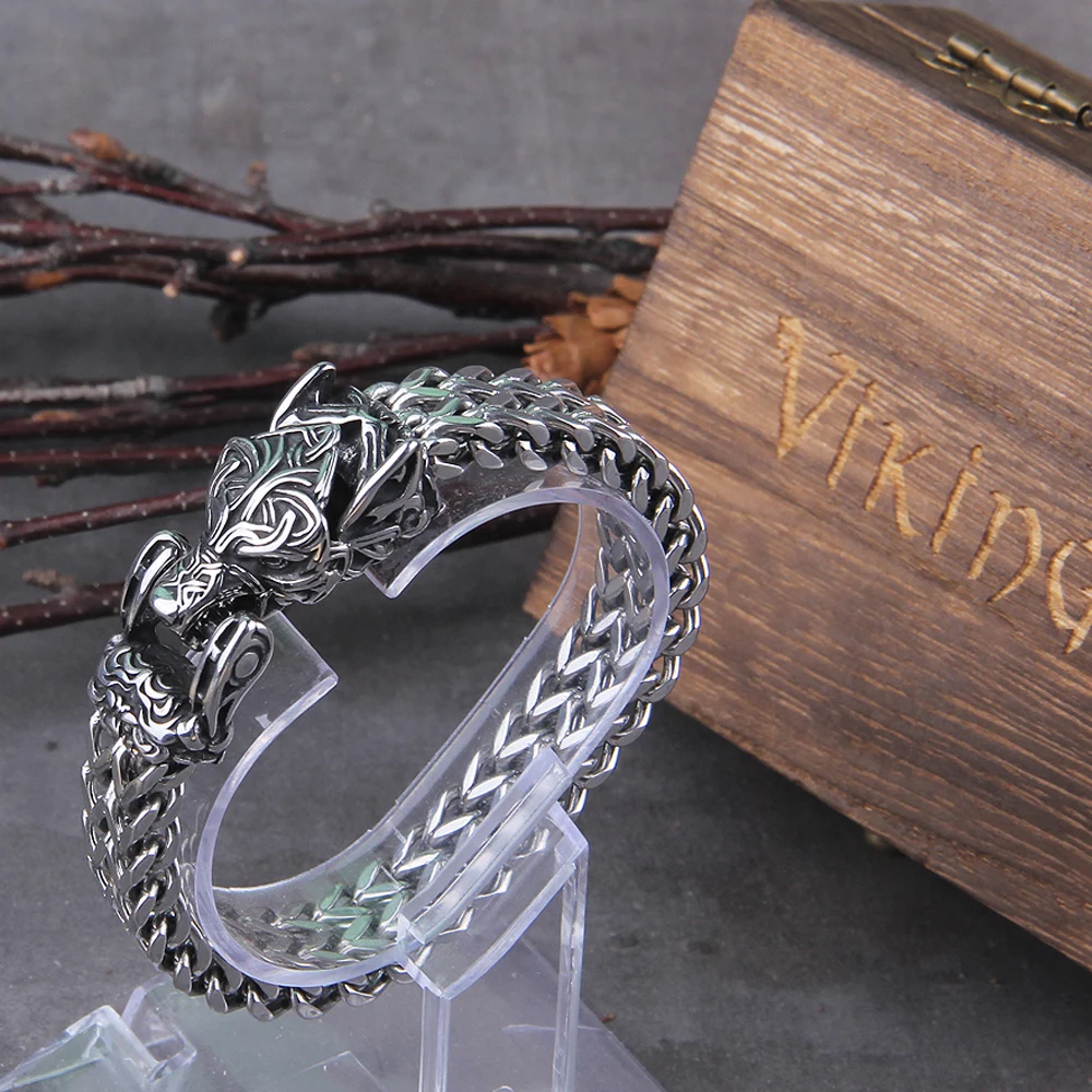 Never Fade Rock Viking Wolf Bracelet Men's Stainless Steel Mesh Chain Can Open Wolf Mouth Punk Bracelets Biker Jewelry Never Fade Rock Viking Wolf Bracelet Men's Stainless Steel Mesh Chain Can Open Wolf Mouth Punk Bracelets Biker Jewelry