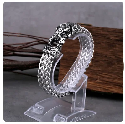 Never Fade Rock Viking Wolf Bracelet Men’s Stainless Steel Mesh Chain Can Open Wolf Mouth Punk Bracelets Biker Jewelry Never Fade Rock Viking Wolf Bracelet Men's Stainless Steel Mesh Chain Can Open Wolf Mouth Punk Bracelets Biker Jewelry