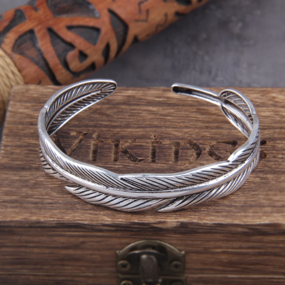 antique Silver Color Feather Wide Cuff Bracelets&Bangles For Women Men Personality Vintage Thai Silver Jewelry antique Silver Color Feather Wide Cuff Bracelets&Bangles For Women Men Personality Vintage Thai Silver Jewelry