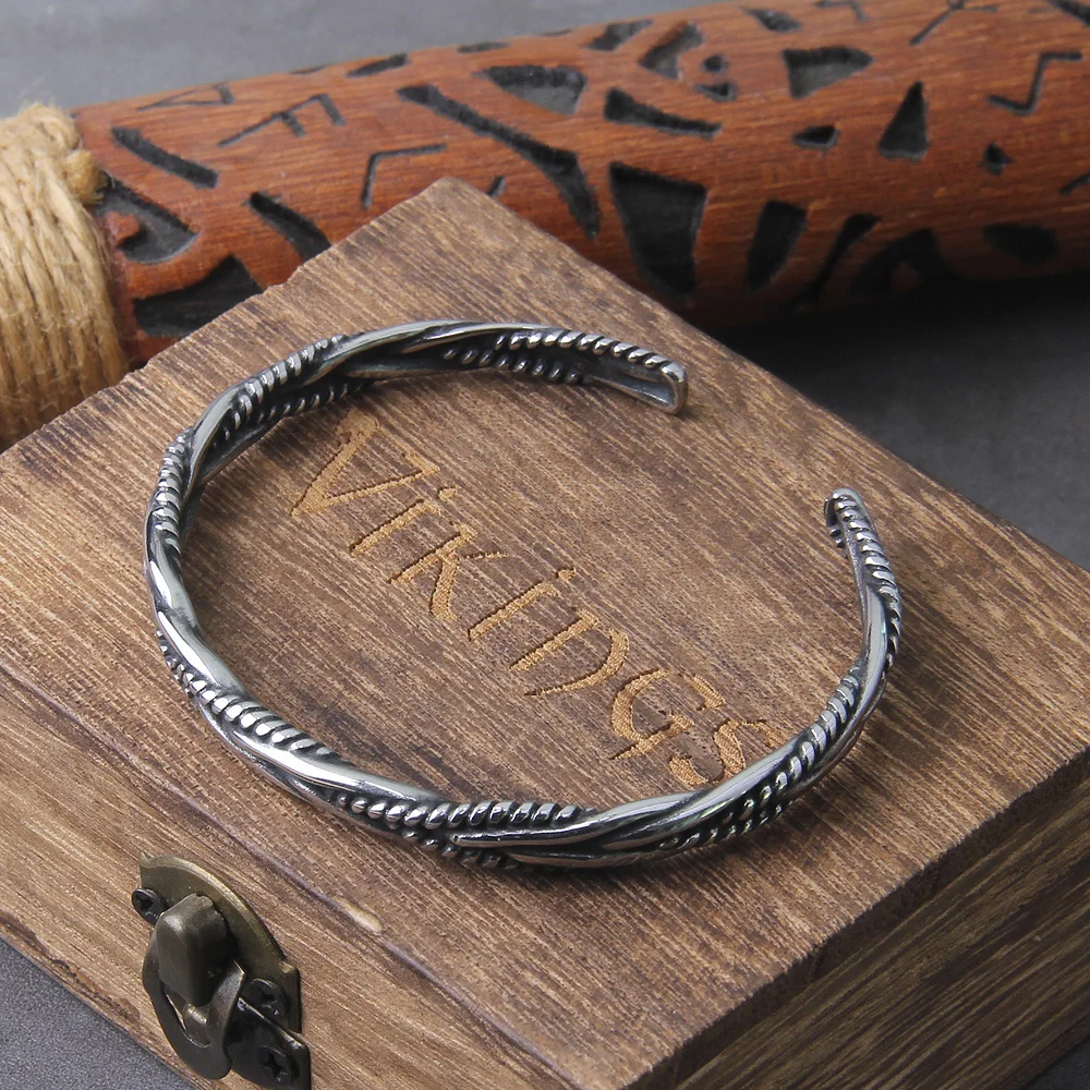 Vintage Silver Color Open Cuff Bracelet for Men, Nordic Viking Bangle, Unique Twisted Woven Wristband, Jewelry Gift, Trendy Vintage Silver Color Open Cuff Bracelet for Men, Nordic Viking Bangle, Unique Twisted Woven Wristband, Jewelry Gift, Trendy