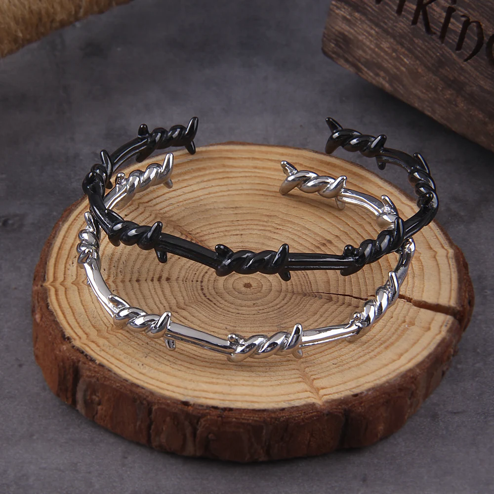Fashion Vintage Twisted Knotted Twisted Thorn Opening Bracelet Stainless Steel Simple Design Trendy Party Jewelry Gift Wholesale
