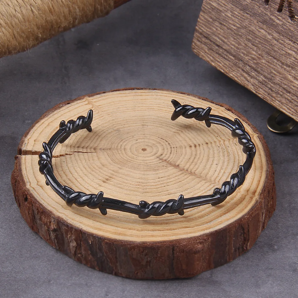 Fashion Vintage Twisted Knotted Twisted Thorn Opening Bracelet Stainless Steel Simple Design Trendy Party Jewelry Gift Wholesale Fashion Vintage Twisted Knotted Twisted Thorn Opening Bracelet Stainless Steel Simple Design Trendy Party Jewelry Gift Wholesale
