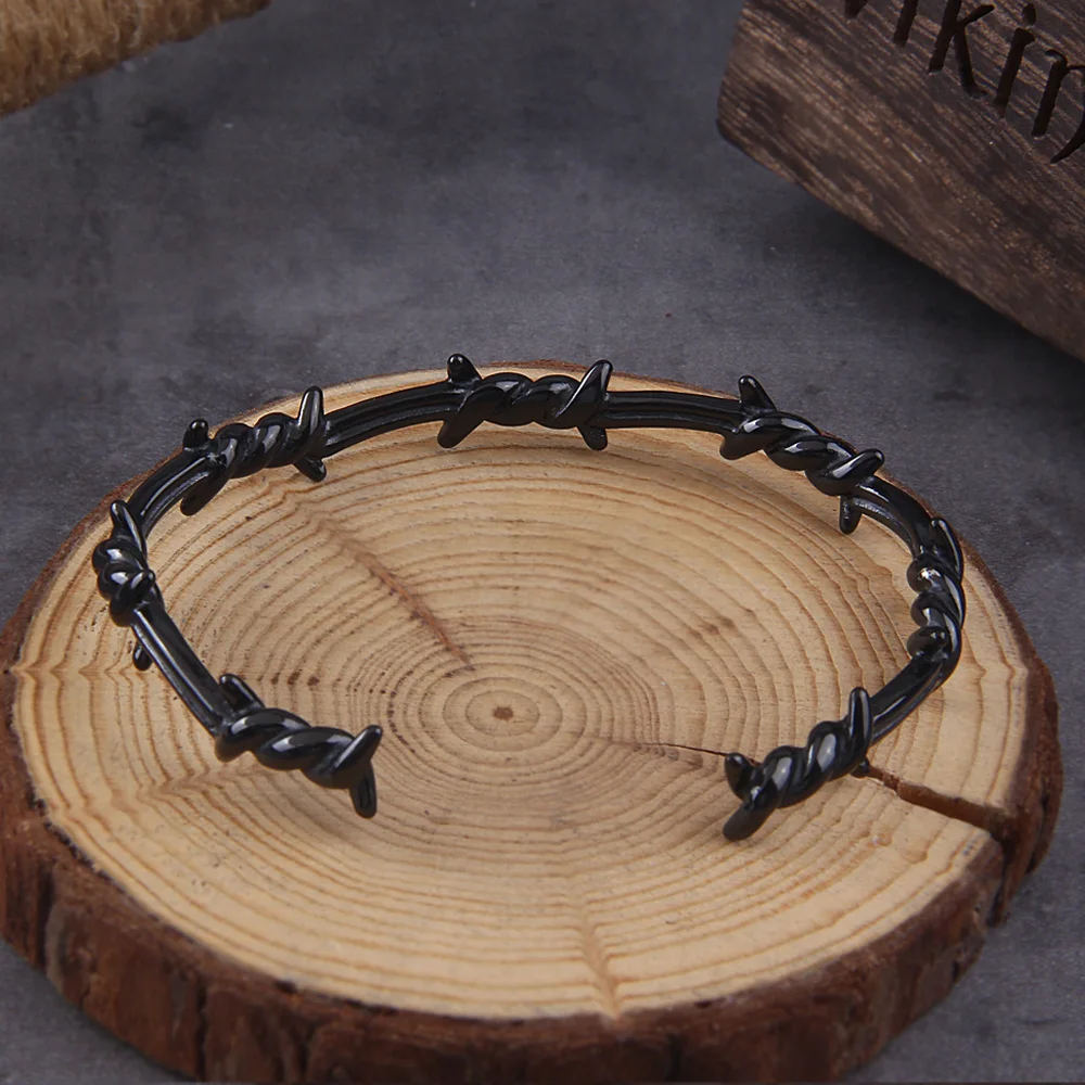 Fashion Vintage Twisted Knotted Twisted Thorn Opening Bracelet Stainless Steel Simple Design Trendy Party Jewelry Gift Wholesale Fashion Vintage Twisted Knotted Twisted Thorn Opening Bracelet Stainless Steel Simple Design Trendy Party Jewelry Gift Wholesale