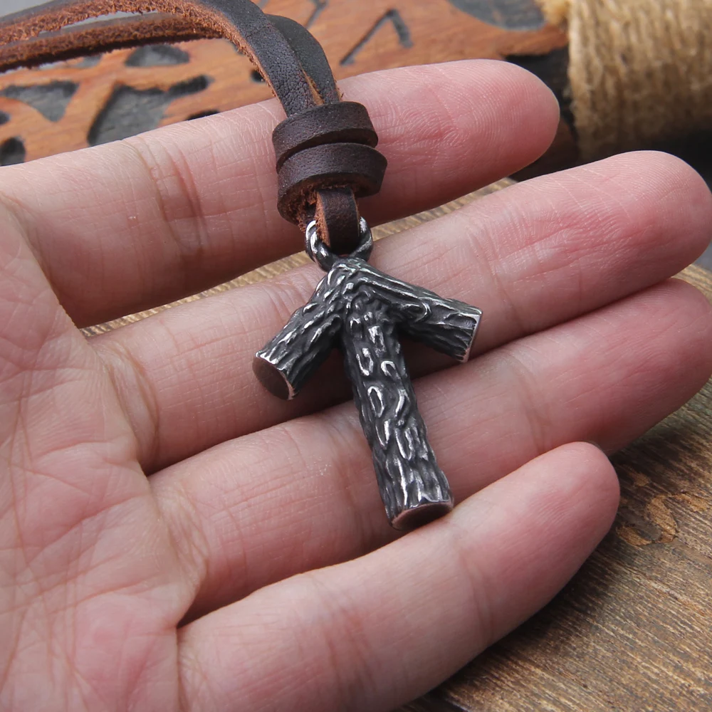 Never Fade Gray viking rune pendant necklace for men gift adjustable chain with wooden box Never Fade Gray viking rune pendant necklace for men gift adjustable chain with wooden box