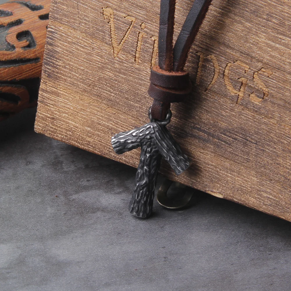 Never Fade Gray viking rune pendant necklace for men gift adjustable chain with wooden box Never Fade Gray viking rune pendant necklace for men gift adjustable chain with wooden box