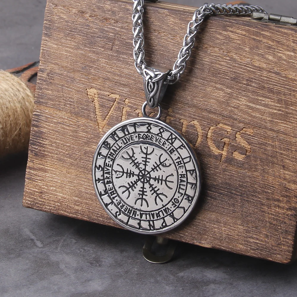 Celtic Knot Necklace Stainless Steel Viking Necklace with Odin Raven Pendant in Nordic Viking Style Packed in Wooden Box as Gift