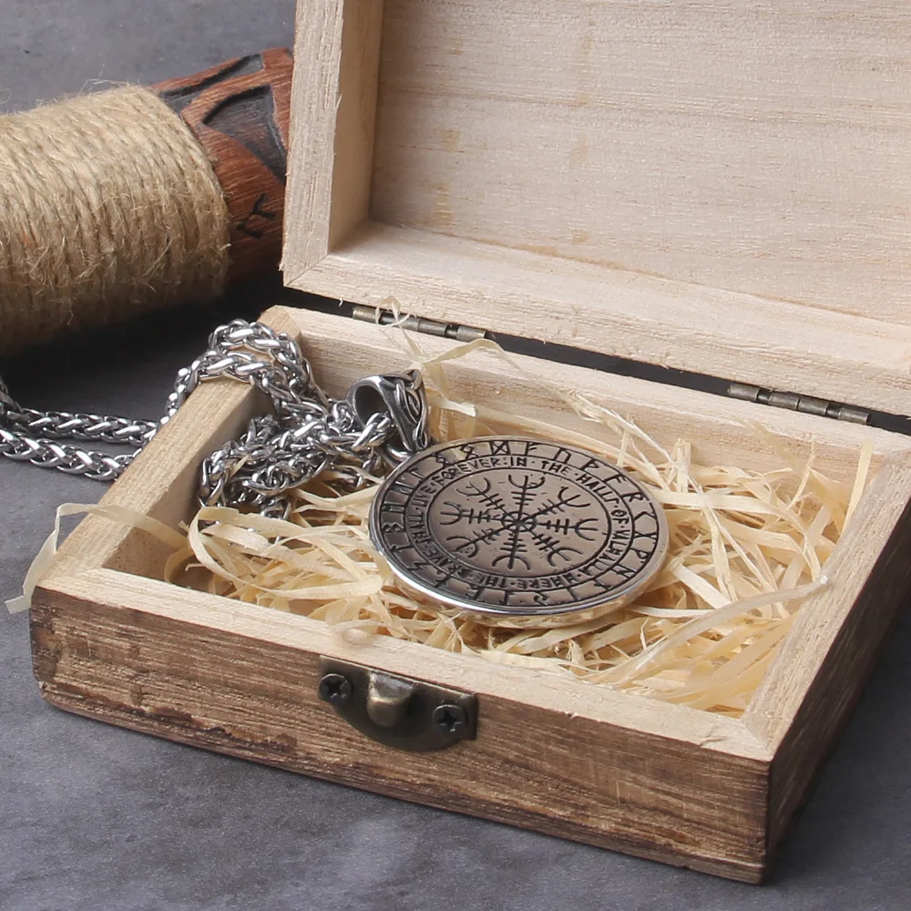 Celtic Knot Necklace Stainless Steel Viking Necklace with Odin Raven Pendant in Nordic Viking Style Packed in Wooden Box as Gift