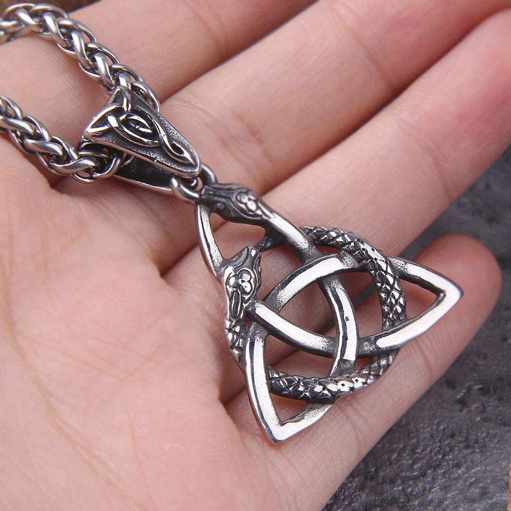 Vintage 2024 New Dropshipping Men's 316L Stainless Steel Snake Pendant Necklace Lucky Knot Chain Animal Jewelry Boyfriend Gift