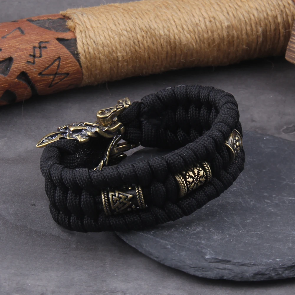 Never Fade Rock Viking Wolf Bracelet Men's handmade cord Wolf Bead Punk Bracelets Biker Jewelry Never Fade Rock Viking Wolf Bracelet Men's handmade cord Wolf Bead Punk Bracelets Biker Jewelry