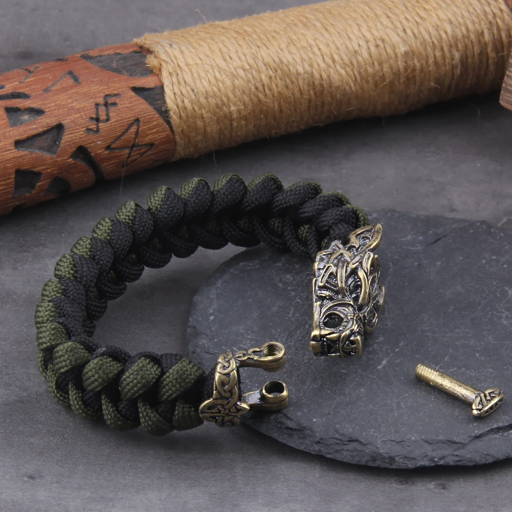 Never Fade Rock Viking Wolf Bracelet Men's handmade cord Wolf Bead Punk Bracelets Biker Jewelry Never Fade Rock Viking Wolf Bracelet Men's handmade cord Wolf Bead Punk Bracelets Biker Jewelry