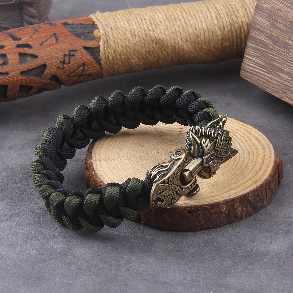 Never Fade Rock Viking Wolf Bracelet Men's handmade cord Wolf Bead Punk Bracelets Biker Jewelry Never Fade Rock Viking Wolf Bracelet Men's handmade cord Wolf Bead Punk Bracelets Biker Jewelry