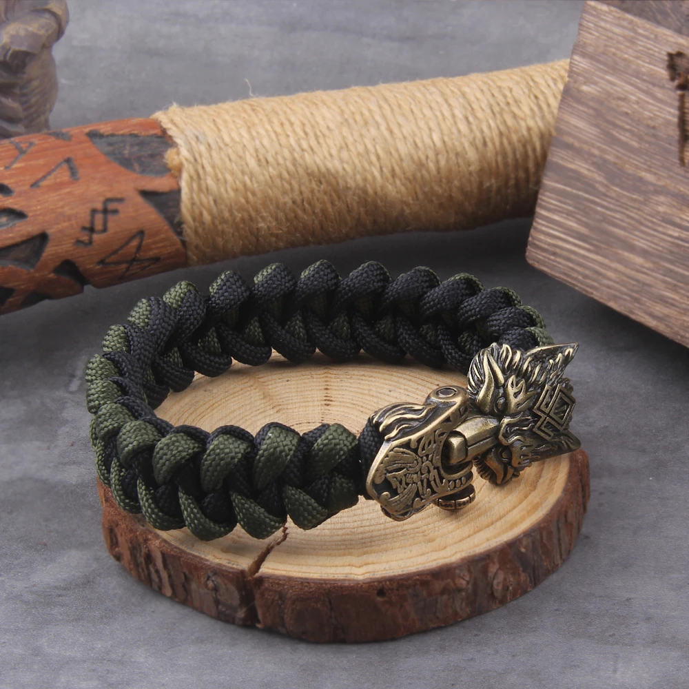 Never Fade Rock Viking Wolf Bracelet Men's handmade cord Wolf Bead Punk Bracelets Biker Jewelry Never Fade Rock Viking Wolf Bracelet Men's handmade cord Wolf Bead Punk Bracelets Biker Jewelry