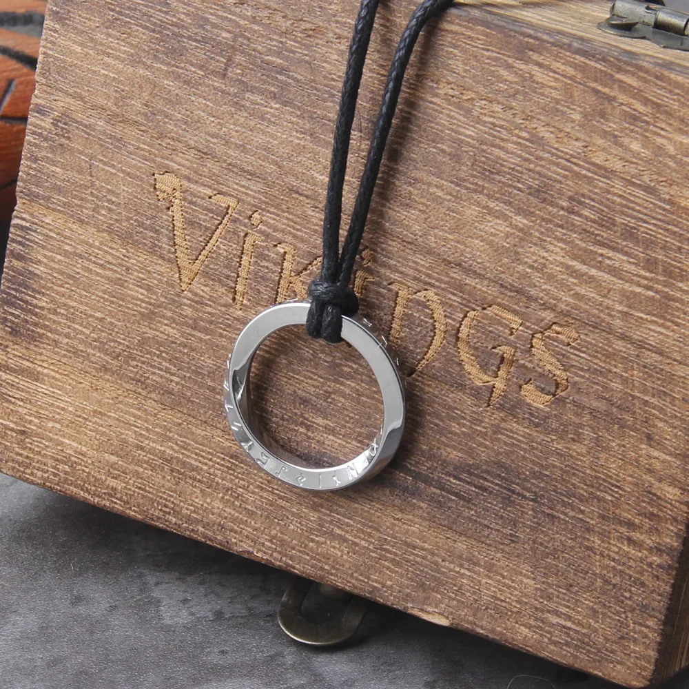 New Viking rune Letter Stainless Steel Pendant Necklace Vintage Style Concentric Ring Men Titanium Steel Necklace Jewelry New Viking rune Letter Stainless Steel Pendant Necklace Vintage Style Concentric Ring Men Titanium Steel Necklace Jewelry