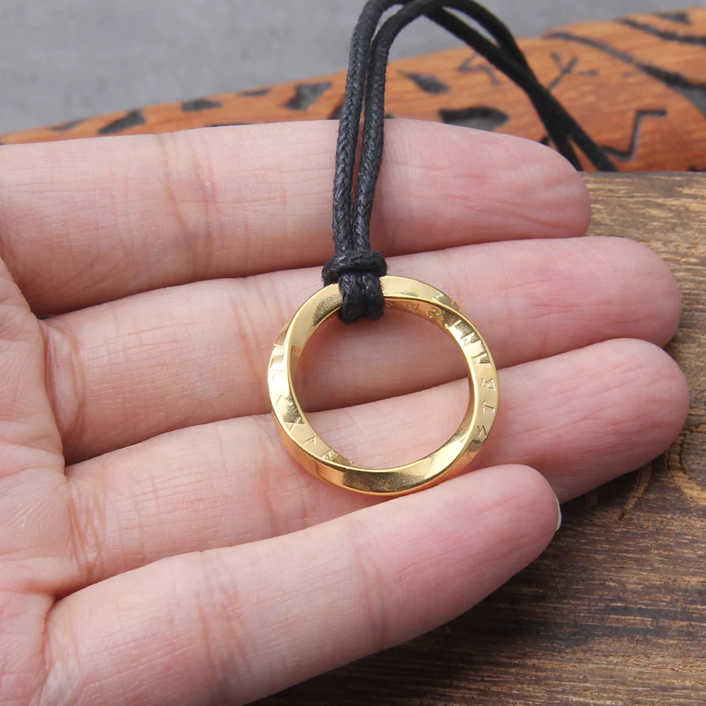 New Viking rune Letter Stainless Steel Pendant Necklace Vintage Style Concentric Ring Men Titanium Steel Necklace Jewelry