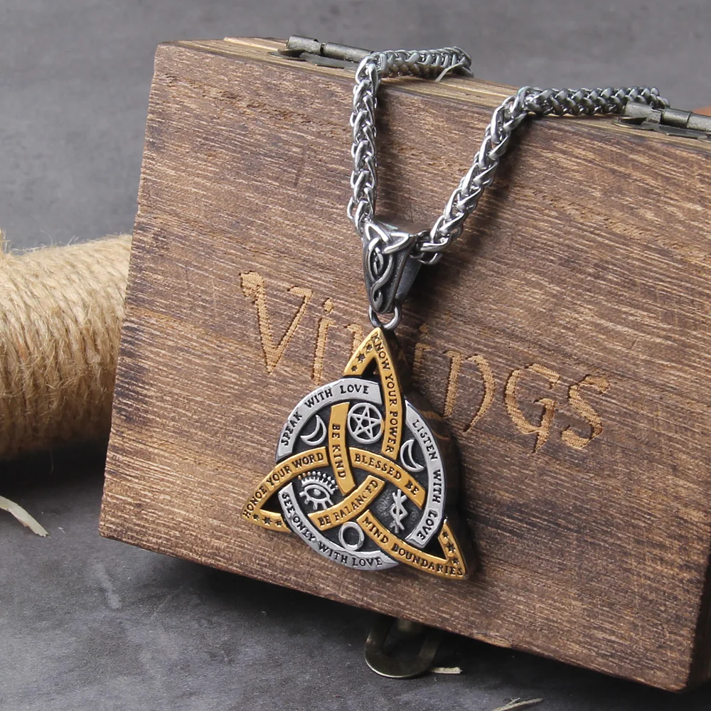 norse viking odin trinity pendant necklace for men stainless steel vintage letter viking necklace amulet jewelry with wooden box norse viking odin trinity pendant necklace for men stainless steel vintage letter viking necklace amulet jewelry with wooden box